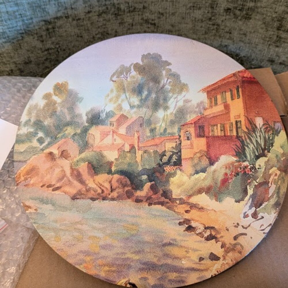 Design Art French Riviera Landscape Round Metal Wall Art, 11x11 Disc